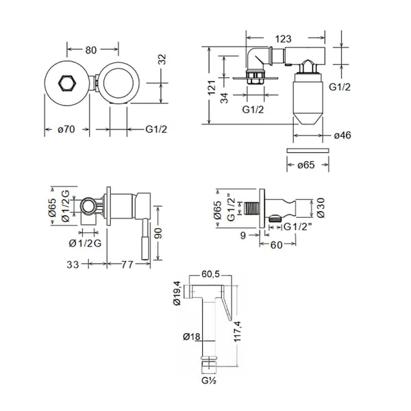 Ντουζάκι μπιντέ Flush-Mix Tech Brushed Gold 12211-201
